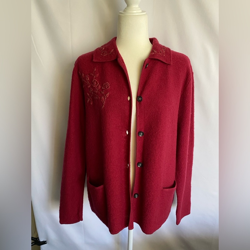 Classic Elements Deep Red Women's Button-Up Coat … - image 6